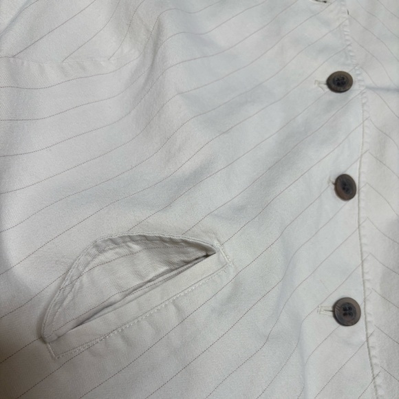 J. Jill Vest Linen Blend Tailored Button Down Cream Pinstriped Top Sz 14P - Picture 6 of 9